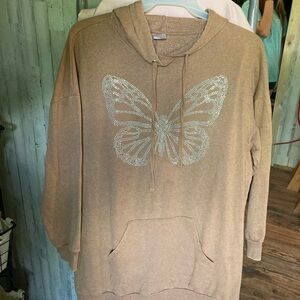 Oversized Hoodie with Large Butterfly Graphic